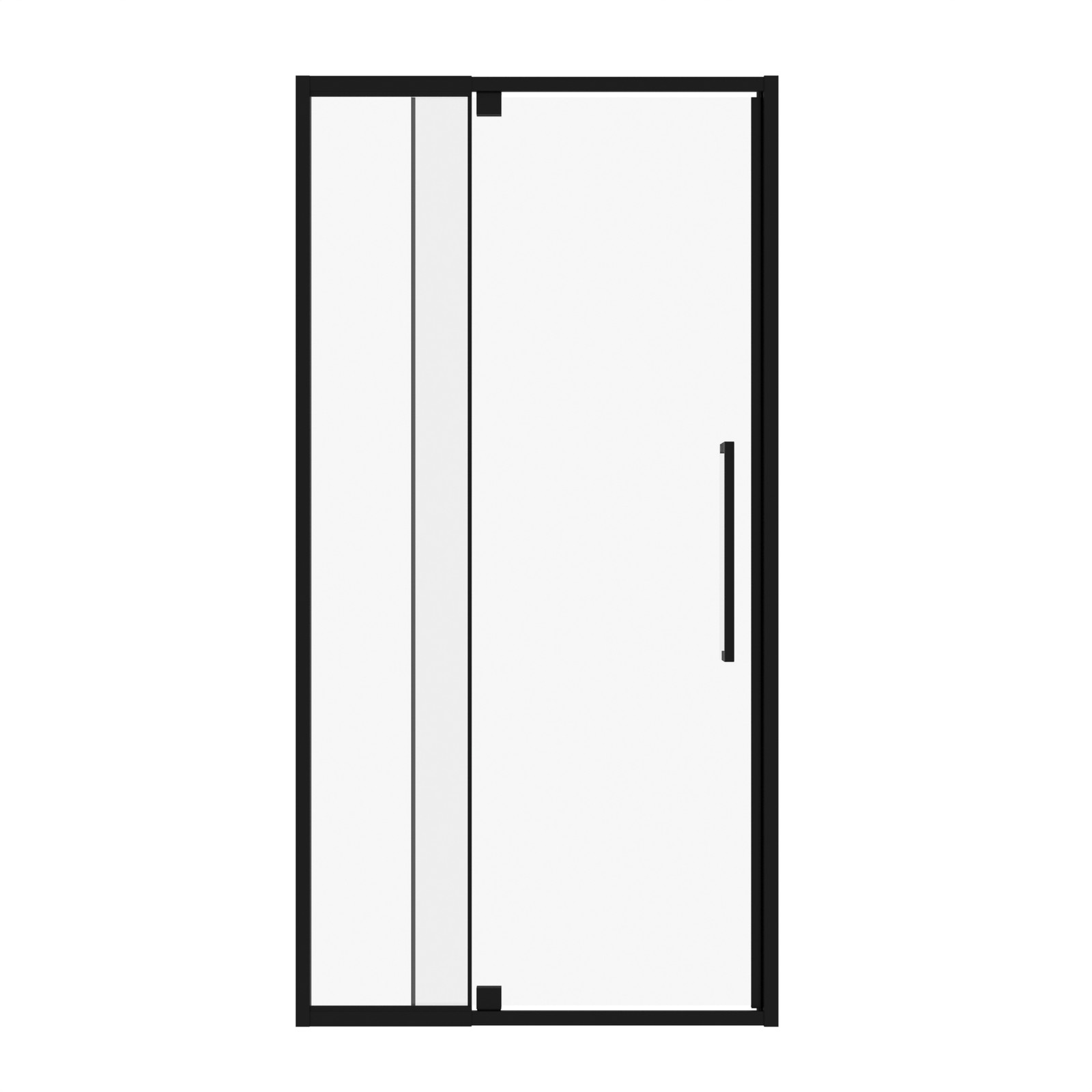 Semi-Frameless Pivot Hinged Shower Door 44-48″W x 72″H Matte Black
