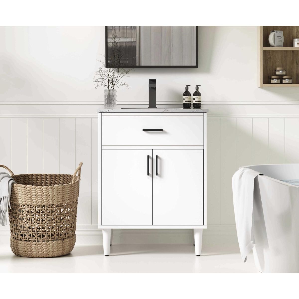 Elegant Lighting VF25024MWH Chandler 24 X 34 inch White Bathroom Vanity Cabinet