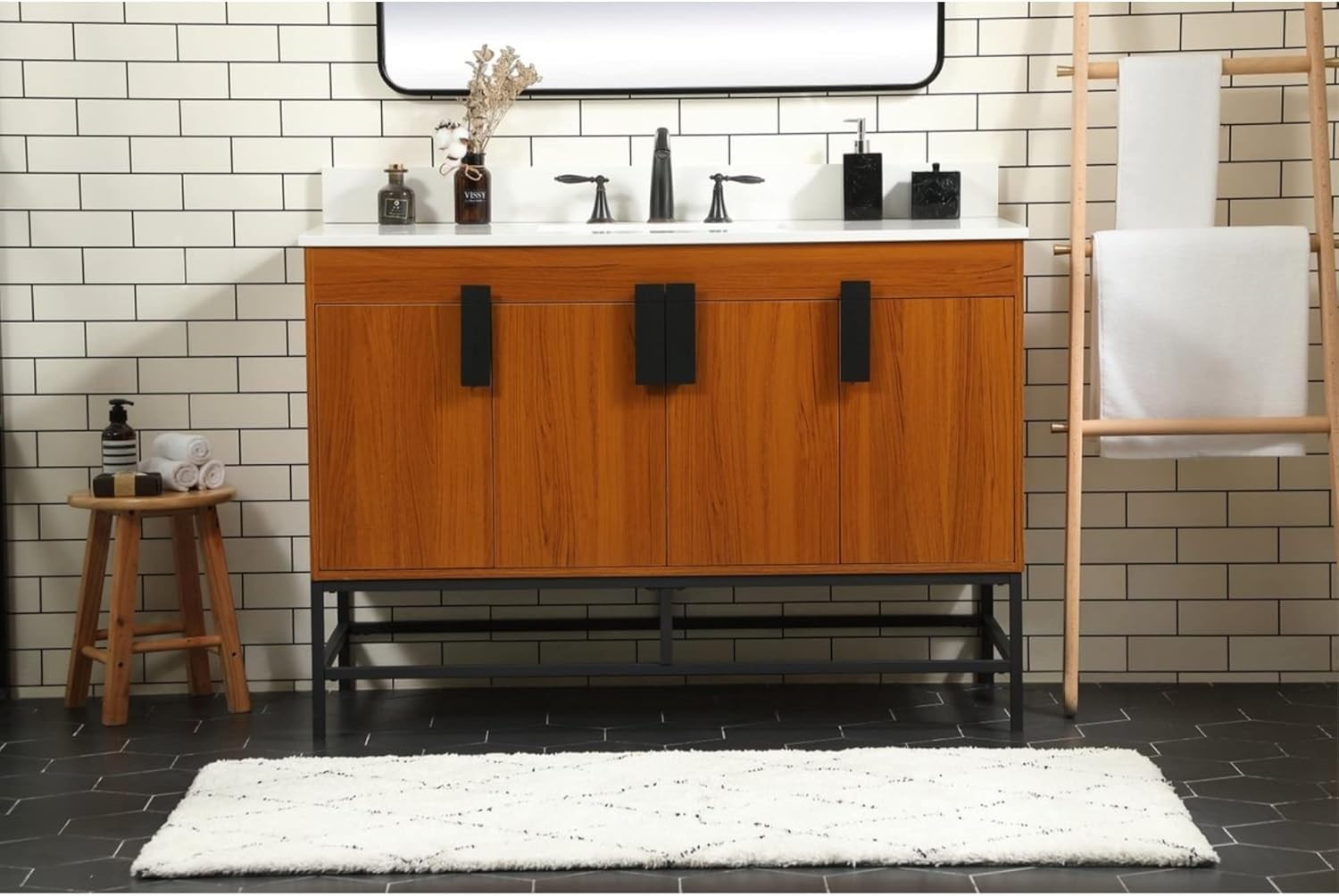 Elegant Kitchen and Bath 48 Inch Single Bathroom Vanity in Teak with Backsplash