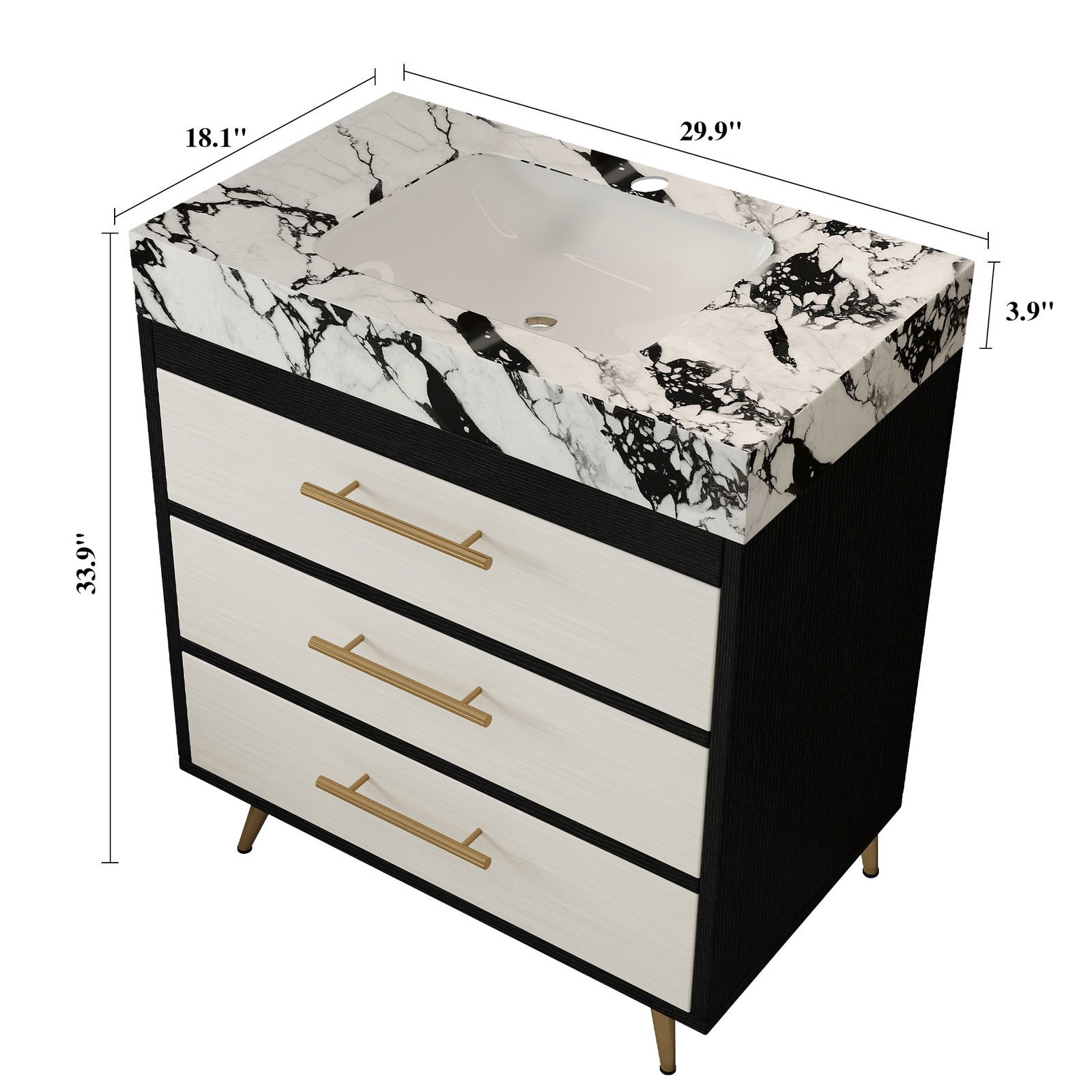 Modern Free-Standing Vanity with Sintered Stone Top & Ceramic Sink