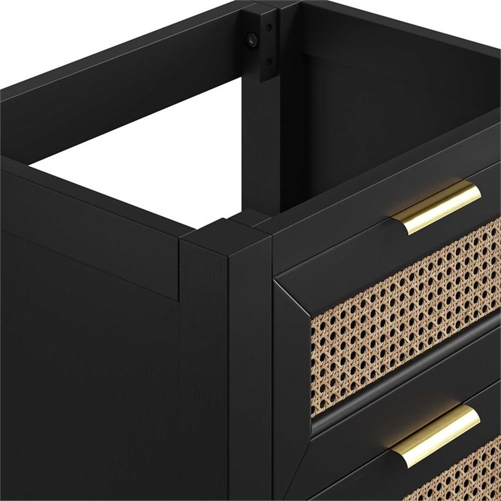 Modway Dixie 24″ Solid Wood Bathroom Vanity Cabinet with Tapered Legs in Black