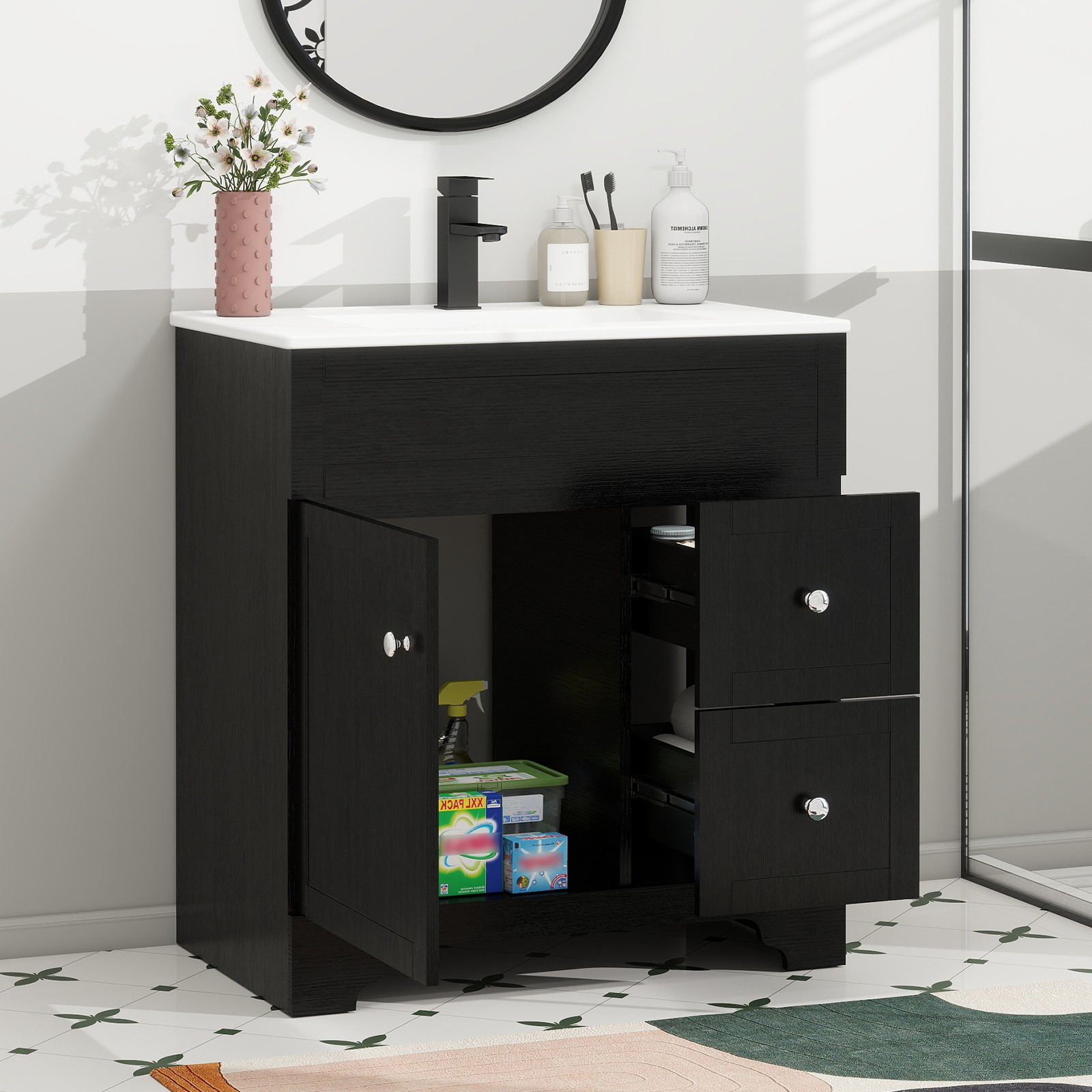 ELECWISH Dressing Table Makeup Vanity Desk LED Mirror Cushioned Stool w/ Drawers