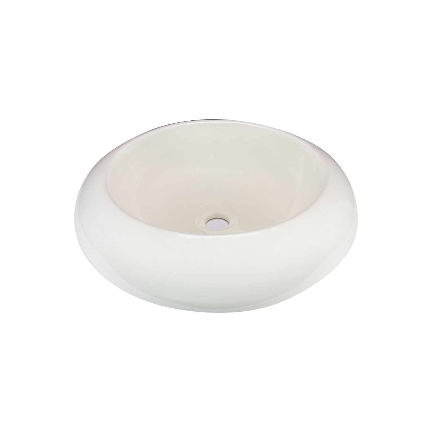 Rok Halo Round Shaped Vessel Bathroom Sink, 18-1/2″ Diameter, Ivory Porcelain