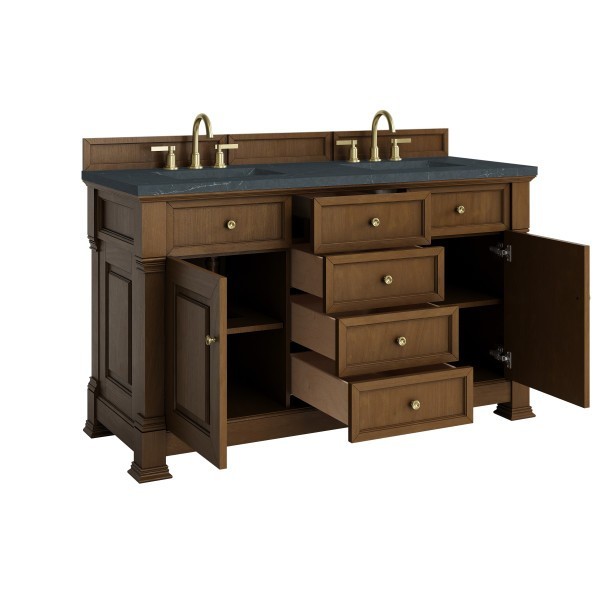 60″ James Martin Brookfield 547-V60D-HNO-3CSP Double Vanity Cabinet Charcoal Top