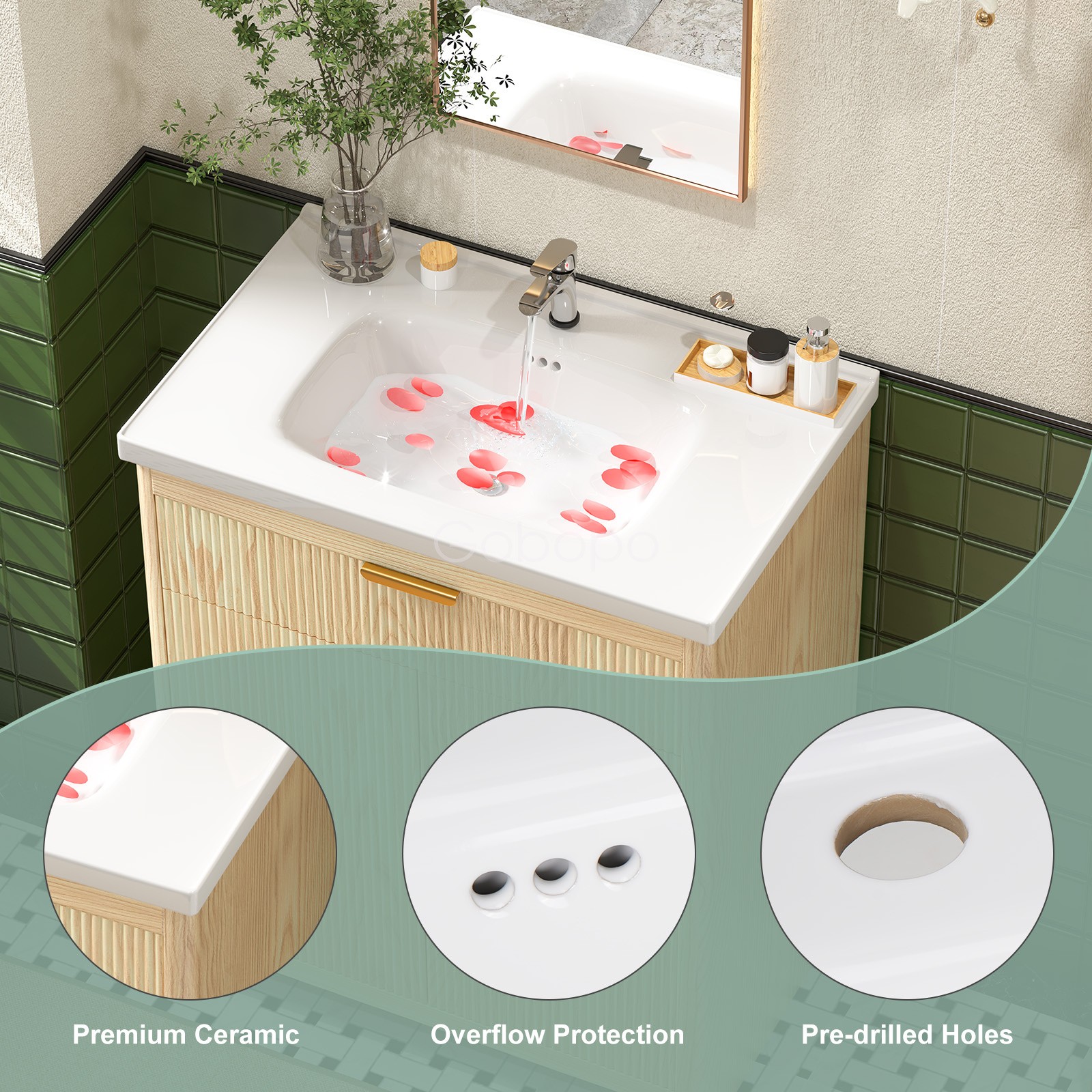 31″ Bathroom Vanity Cabinet Sink & Drawer Storage Cabinet Freestanding