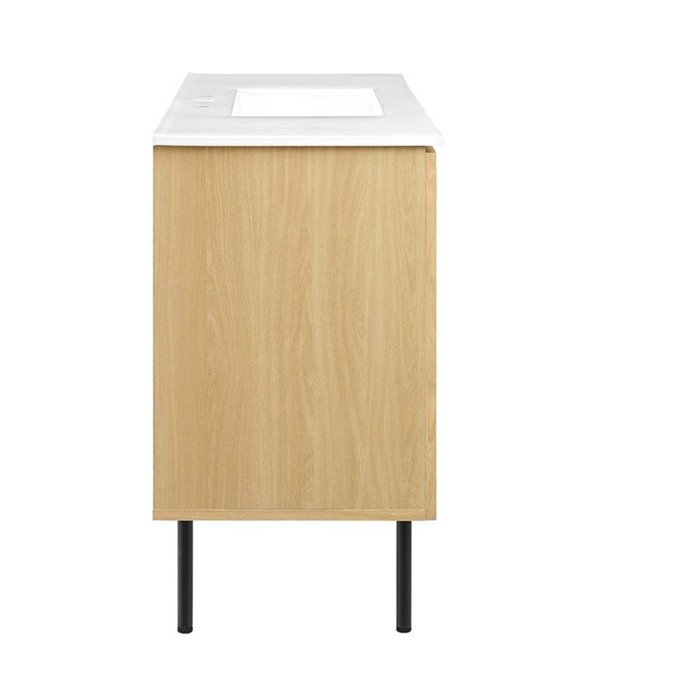 Modway Chaucer 48″ Single Sink Wood & Metal Bathroom Vanity in Oak and White
