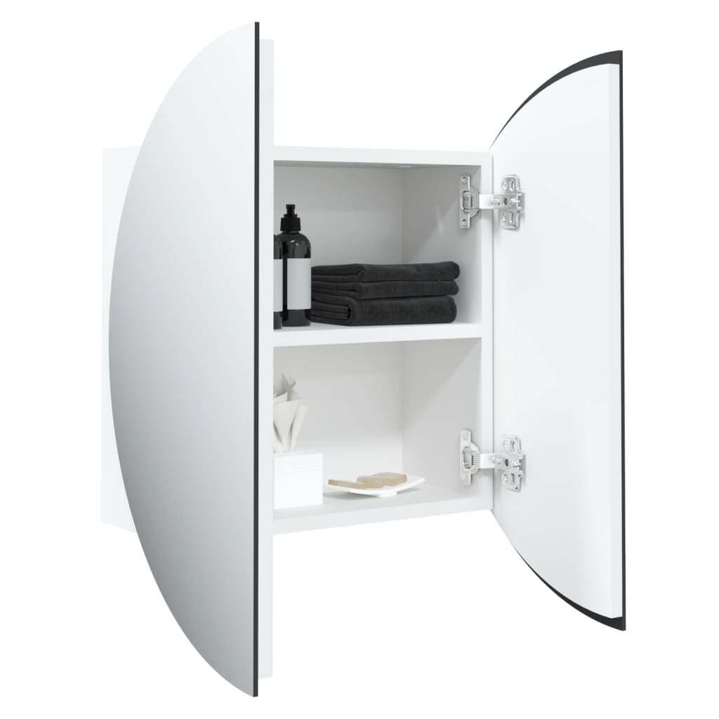 Bathroom Cabinet with Round Mirror&LED White 18.5″x18.5″x6.9″