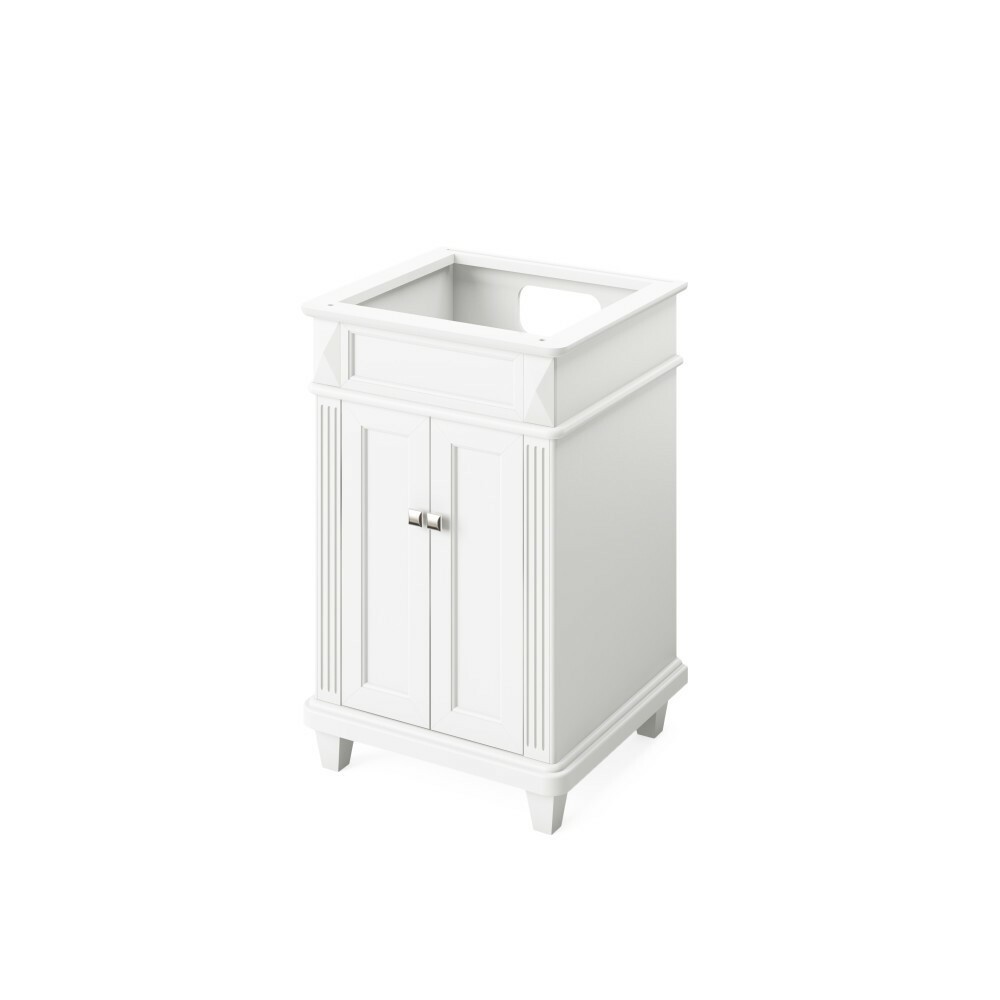 24″ Douglas White Single Bowl Bathroom Vanity Cabinet Classic Shaker + Flutes