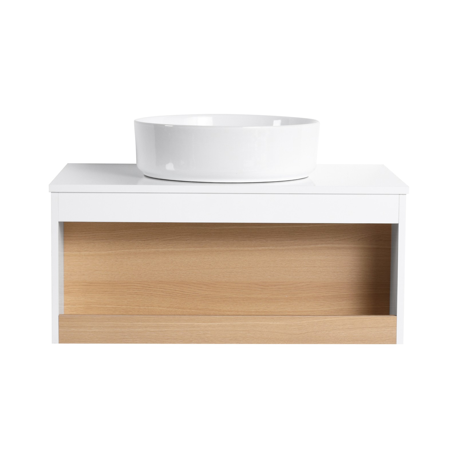 30″ Floating Bathroom Vanity with Glossy White Vessel Sink