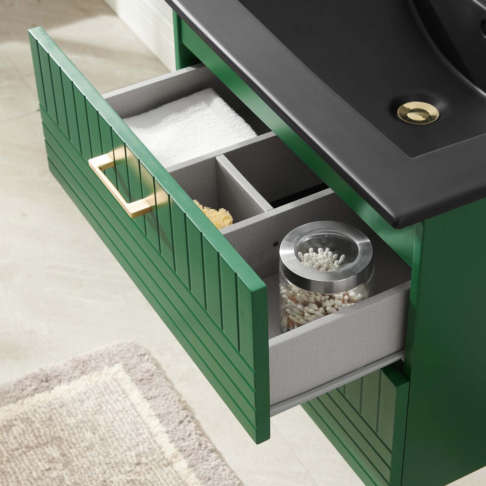 Modway Daybreak 24″ Wall-Mount Bathroom Vanity in Green Black