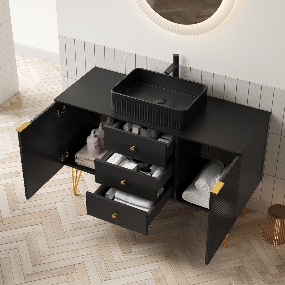 48″ Bathroom Vanity w/Sink, Freestanding Vanity Storage Cabinet,3 Drawer,2 Doors