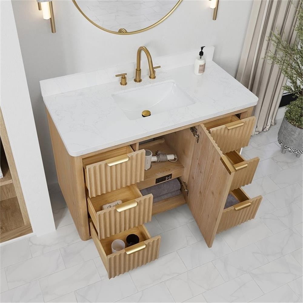 Vinnova Cadiz 48″ Single Bath Vanity – Washed Ash Gray/Lightning White Composite