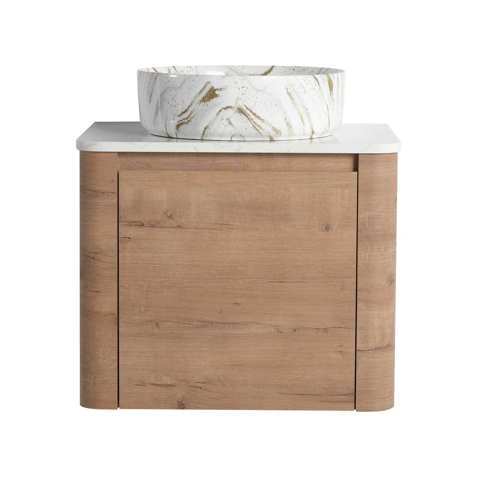 24 in Plywood Wall-Mounted Bathroom Vanity With Ceramic Vessel Sink Counter Top