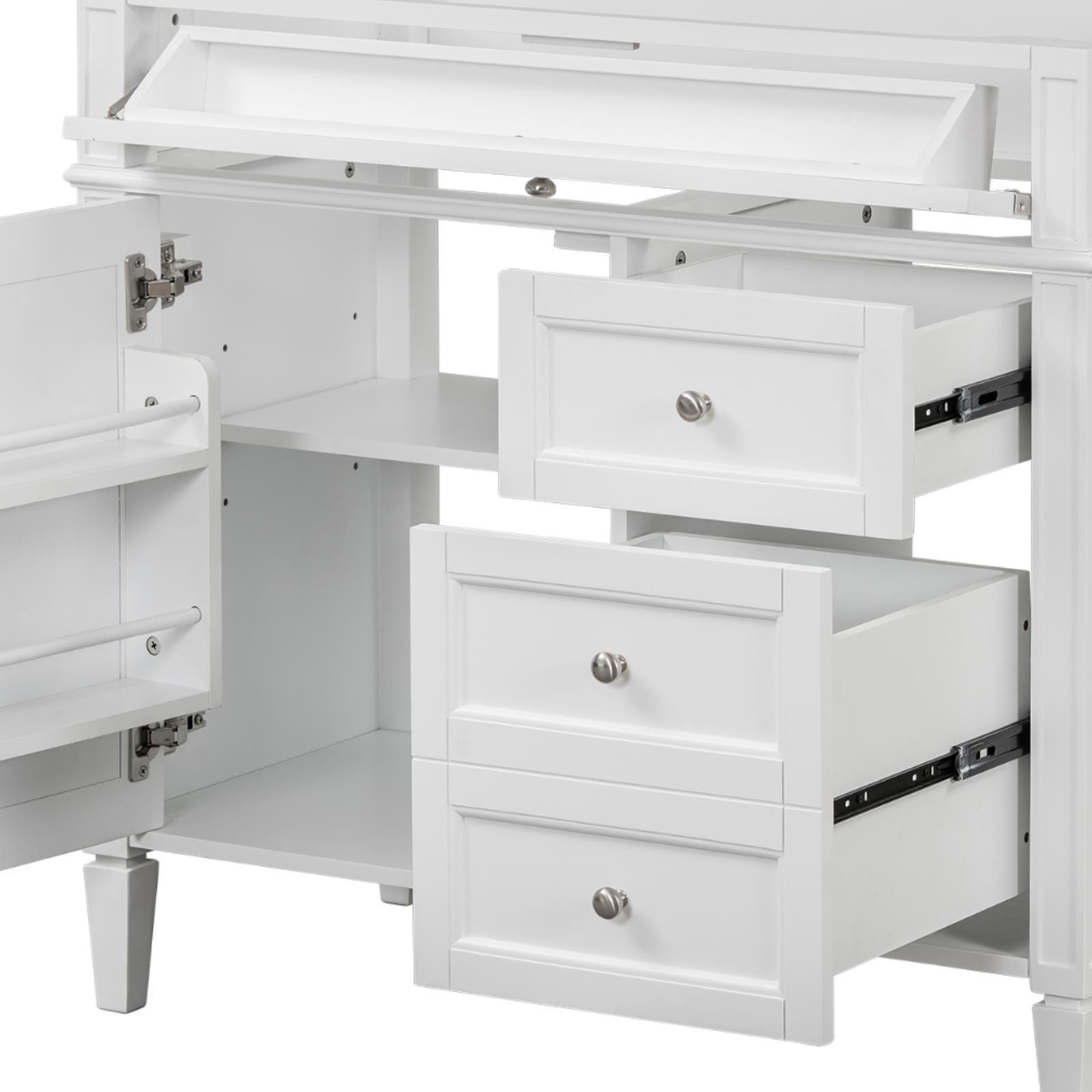 Solid Wood Bathroom Vanity 36”, No Sink, Functional Design with Adjustable