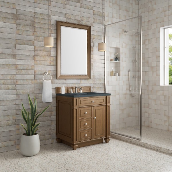 30″ James Martin Bristol 157-V30-SBR-3CSP Vanity Cabinet Charcoal Soapstone Top