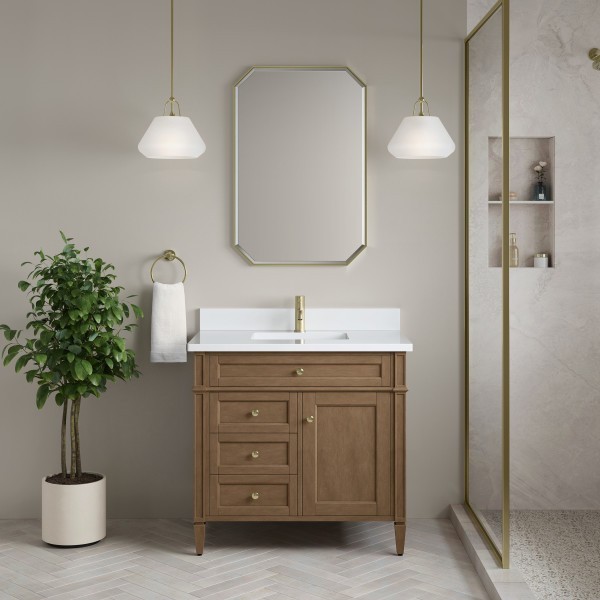 36″James Martin Brittany 655-V36-PCN-1WZ Vanity Cabinet White Zeus Silestone Top