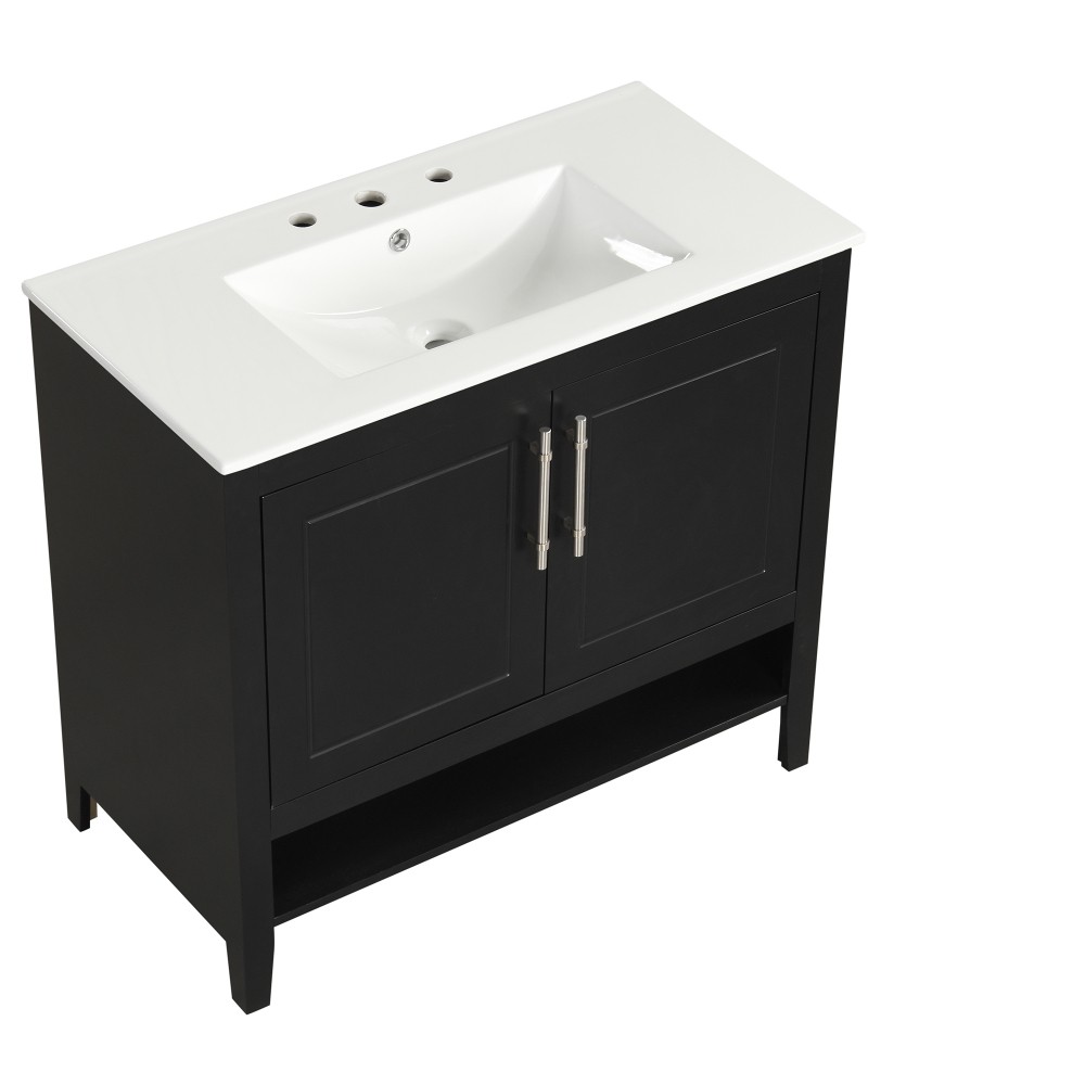 36 Inch Bathroom Vanity with Ceramic Sink Freestanding Bathroom Storage Cabinet