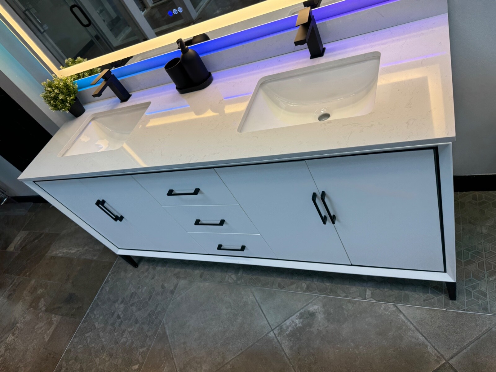 72″Bathroom Vanity Single Cabinet White Freestanding Drawers Plywood No Sink