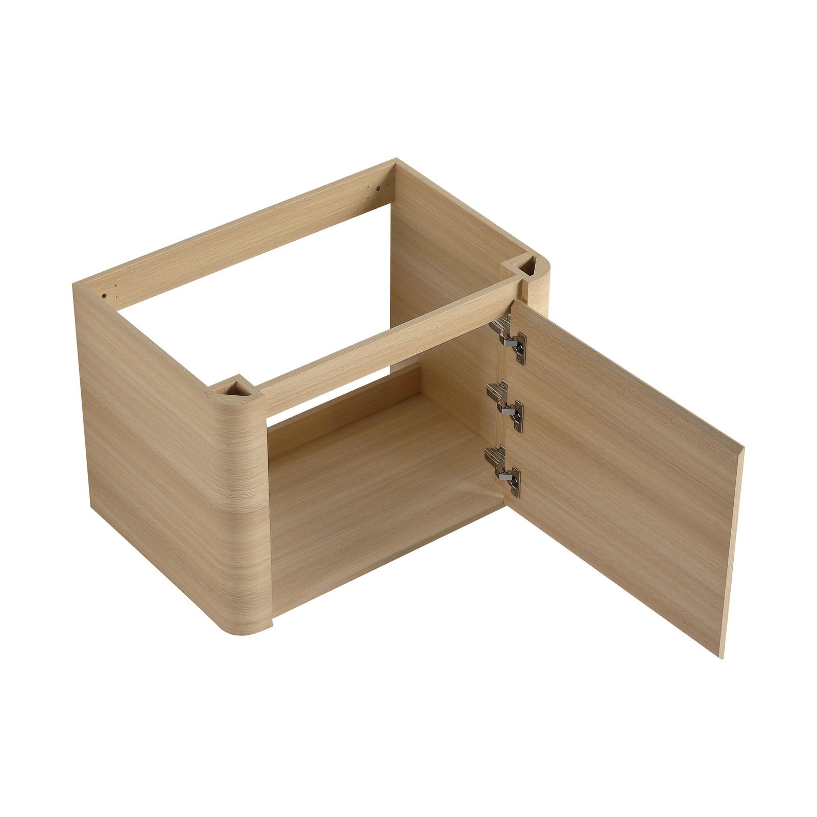 68in Plywood Wall-Mounted Bathroom Vanity W/ 2x White Ceramic Sink and Shelves
