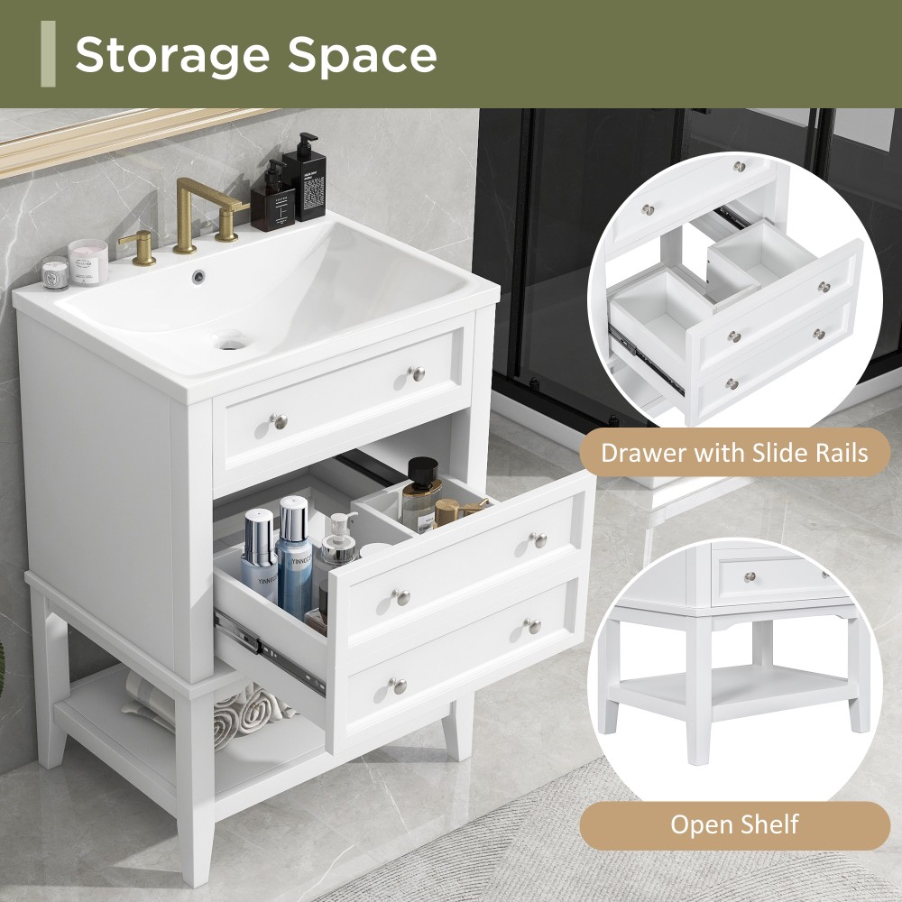 Bathroom Vanity W Sink Bathroom Storage Cabinet W Drawer Open Shelf