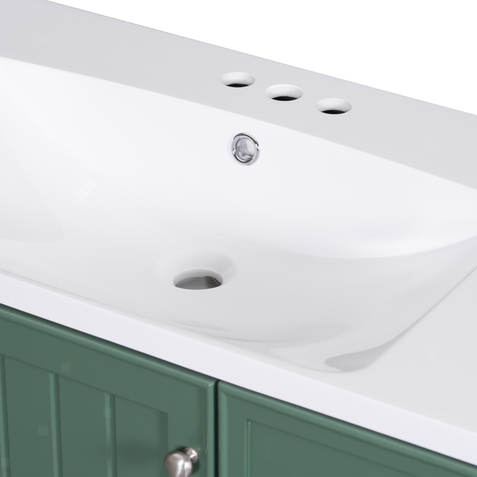 Bathroom Vanity with White Basin Three Drawers Wood Cabinet MDF Storage Unit