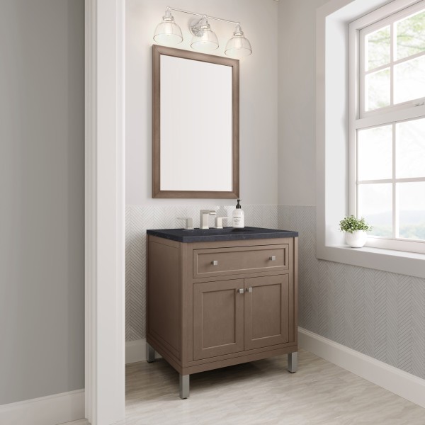 30″ James Martin Chicago 503-V30-WLW-3CSP Vanity Cabinet Charcoal Soapstone Top