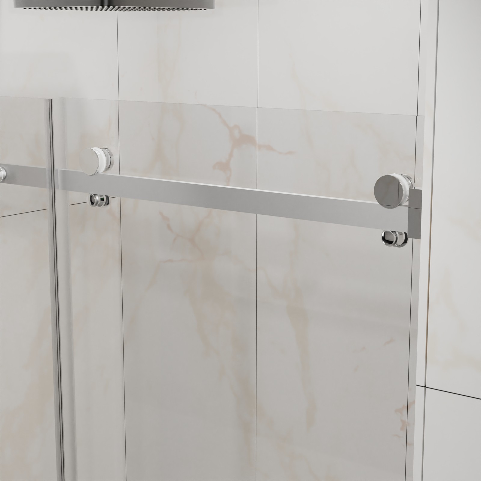Frameless Shower Door, 48″ W x 72″ H Sleek Silent Sliding Glass Door Chrome