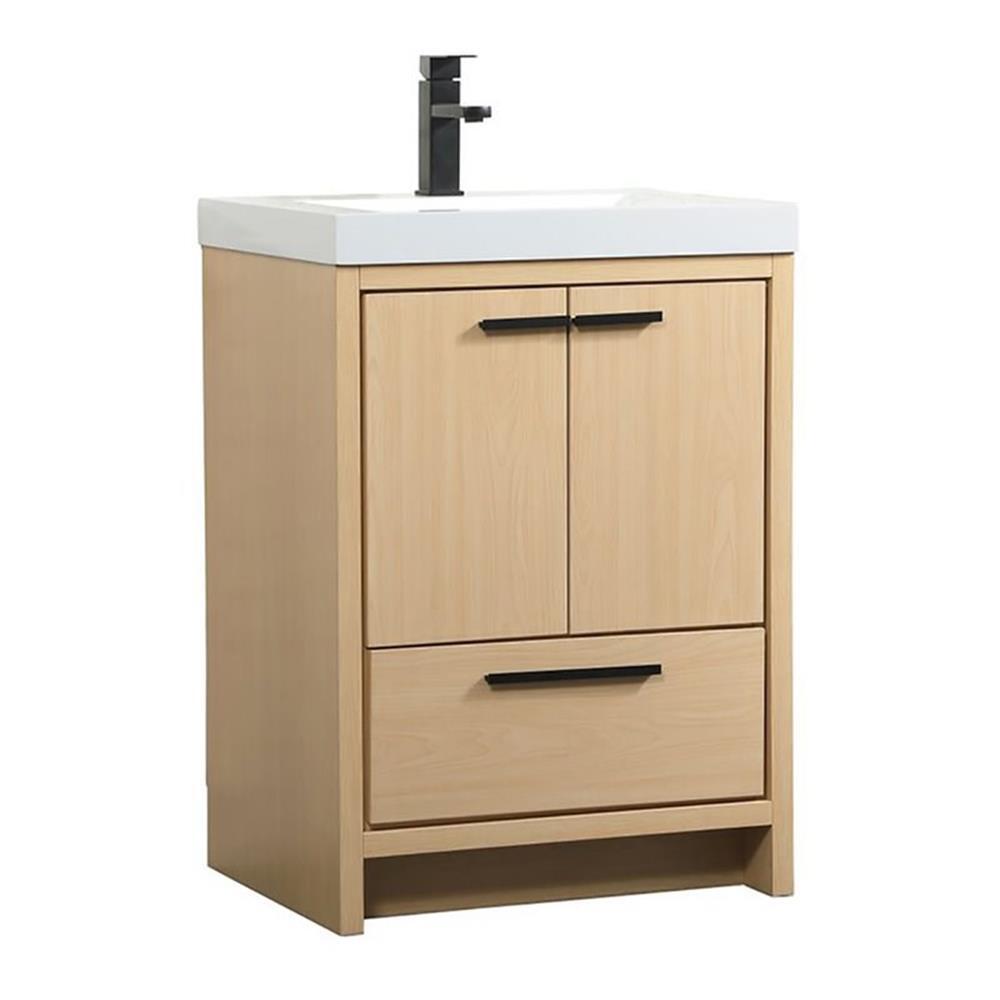 Elegant Decor Wyatt 24″ Aluminum Alloy and MDF Single Bathroom Vanity in Maple