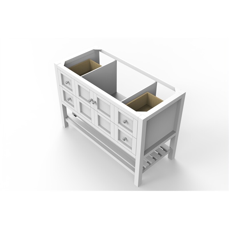 Modern 48″ Alicia White Wood Vanity Base with Chrome Handles