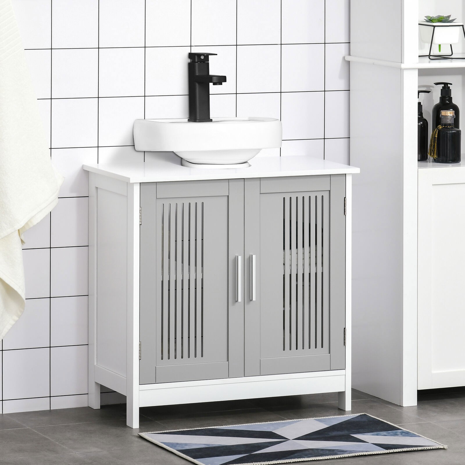 Bathroom Under Sink Cabinet Vanity Unit w/ Adjustable Storage Shelves