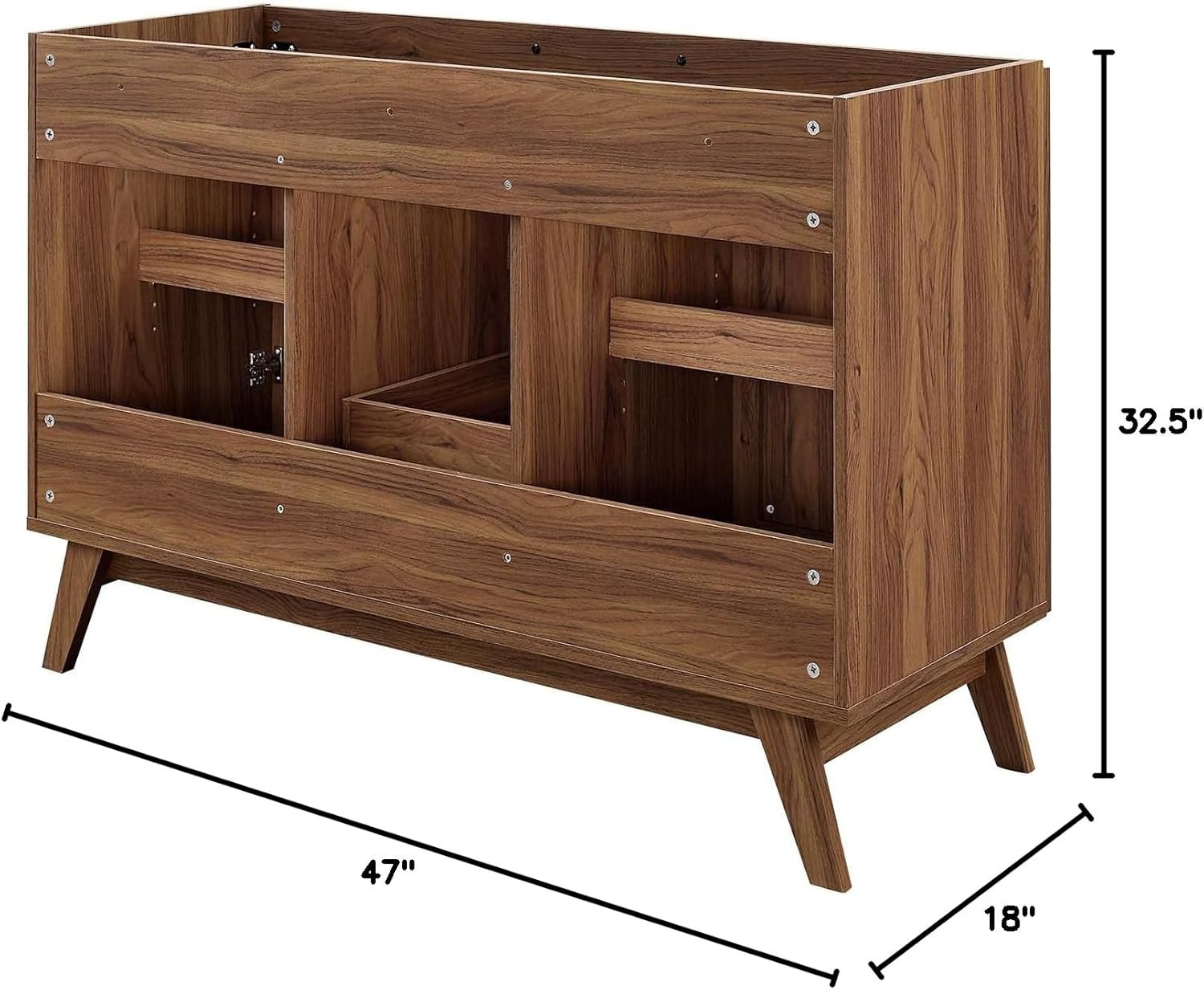 Soma Walnut Rattan Weave Bathroom Vanity Cabinet, 48” Sink Compatible