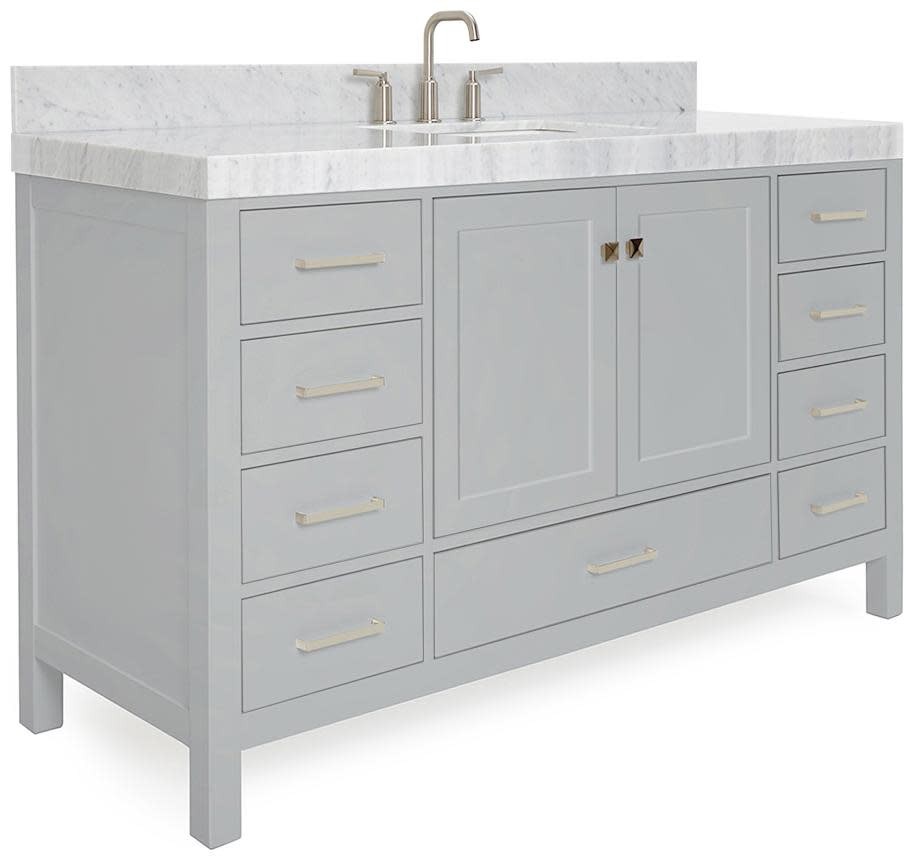 Ariel A060SCW5RVO Cambridge 60″ – Grey / Italian Carrara Marble Top / Brushed