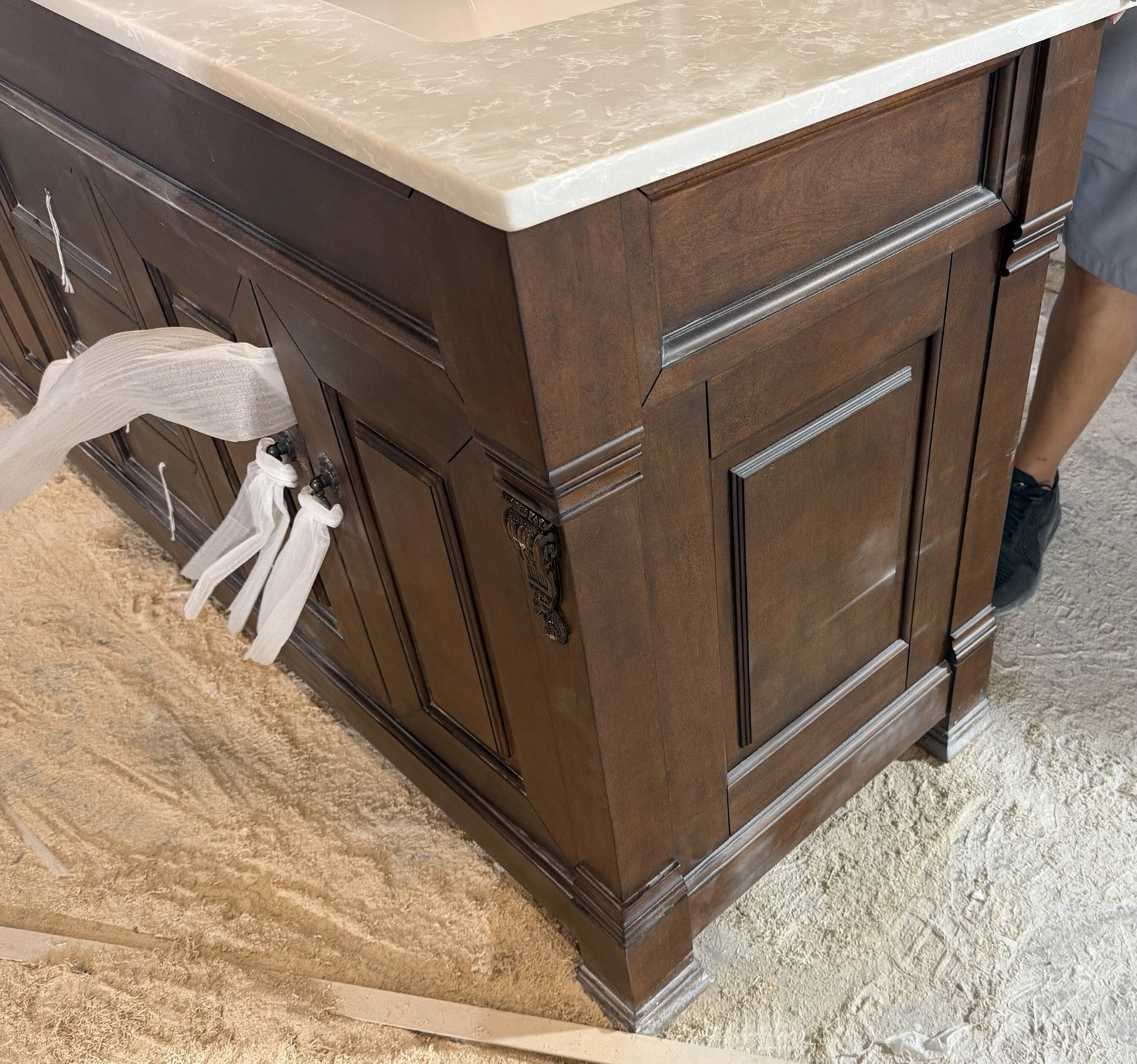 James Martin Vanities Brookfield 72″ Double Sink Vanity Wood Quartz Top Brown