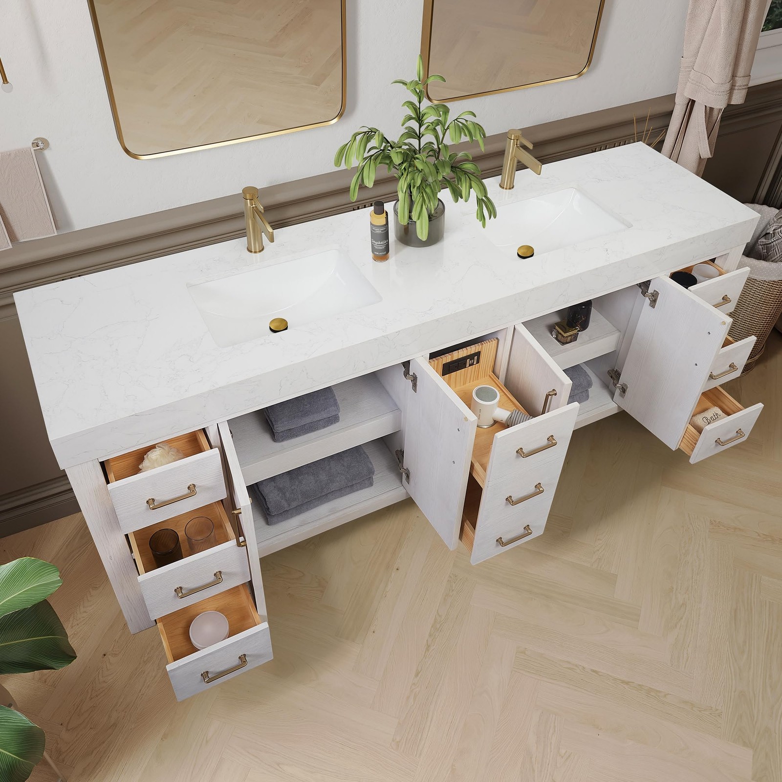 Miseno MV-LEON84-LWT-FB León 84″ Free Standing Double Basin Vanity Set