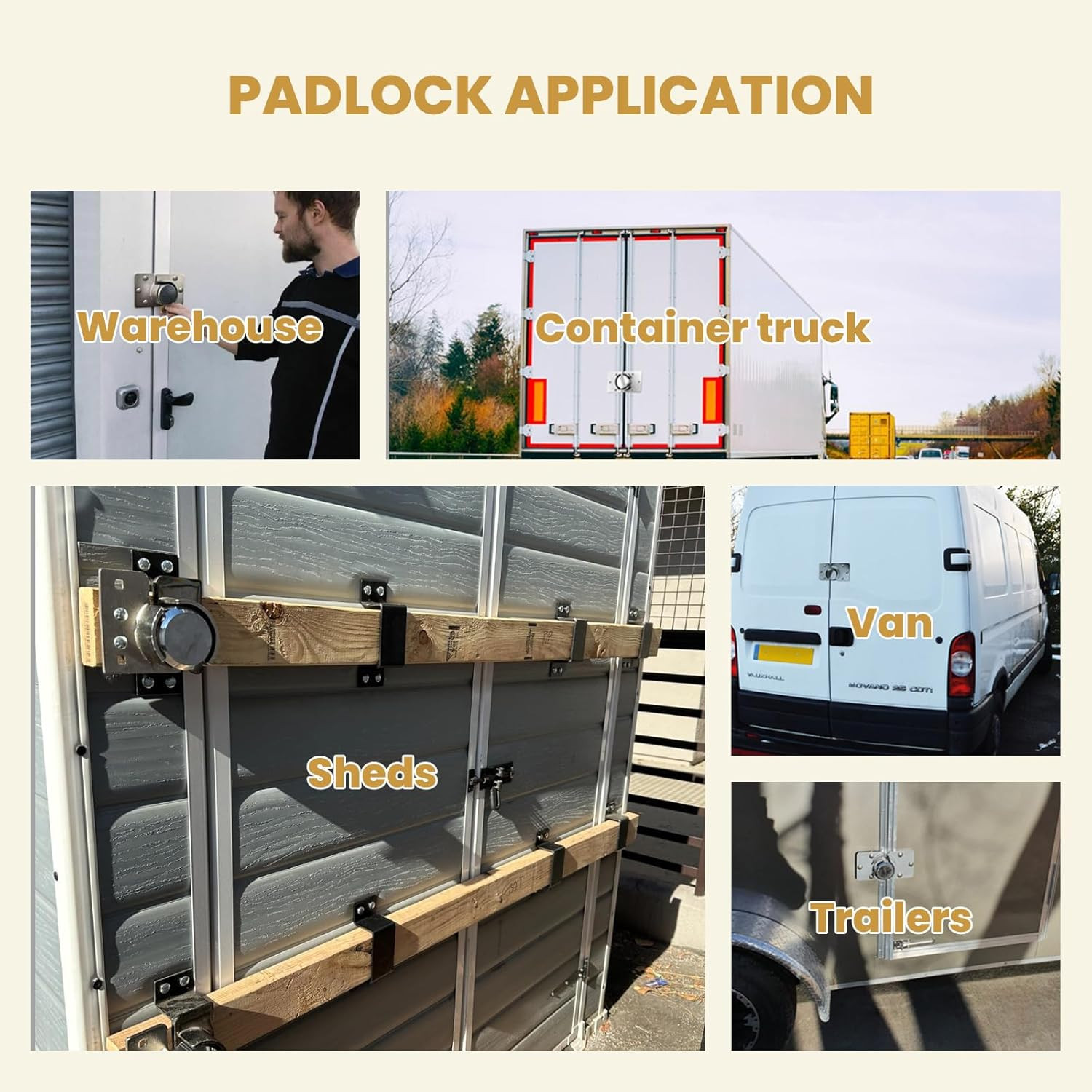 2 Pack Van Door Padlock Keyed Alike Heavy Duty Solid Steel Hasp 73MM Garage Shed