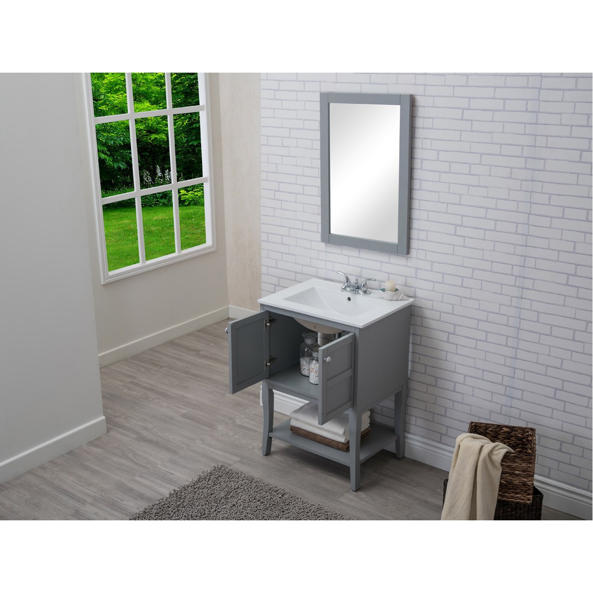 Elegant Lighting VF2101 Mason 24 X 33.25 inch Grey and Chrome Vanity Set in Gray