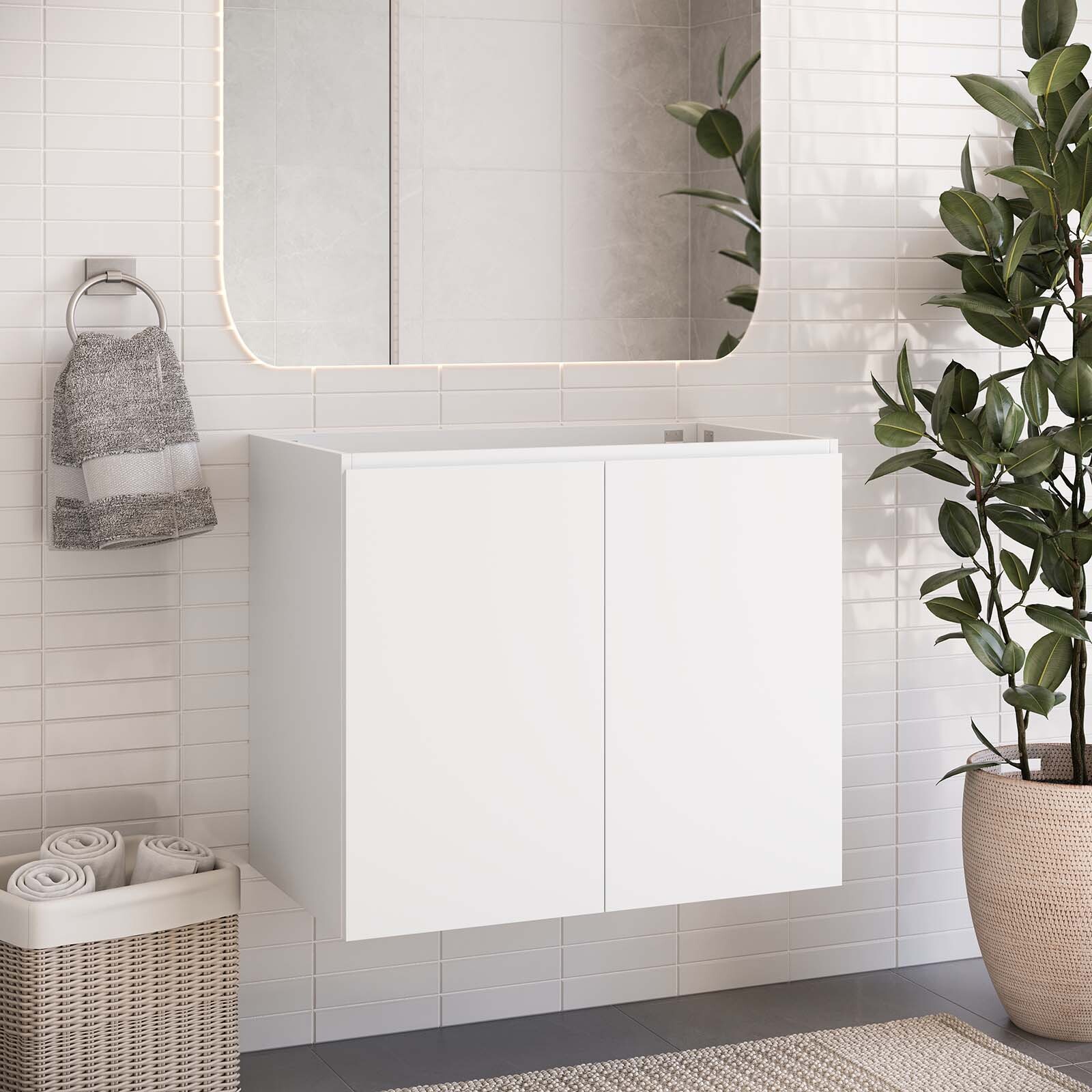 Modway Vitality 30″ Wall-Mount Bathroom Vanity in White
