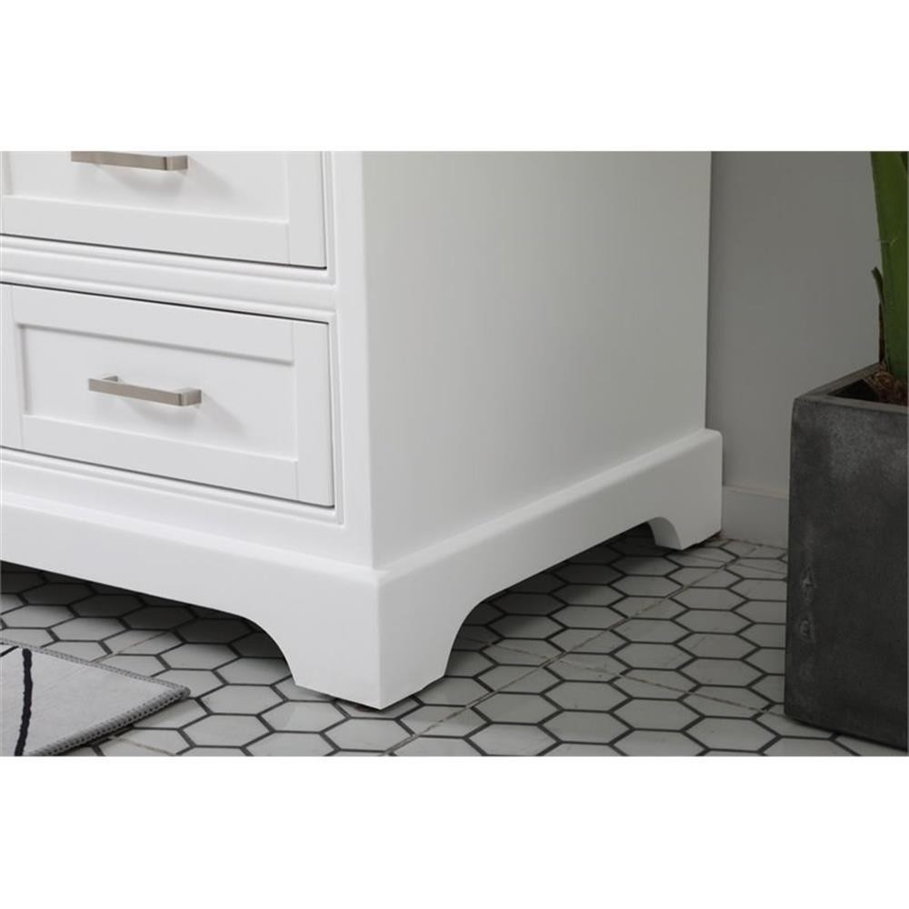 Elegant Decor Americana 60″ Metal MDF Marble Single Bathroom Vanity in White