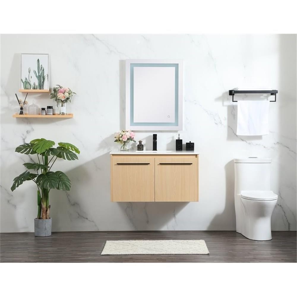 Elegant Decor Penn 36″ Aluminum Alloy MDF Single Bathroom Vanity in Maple