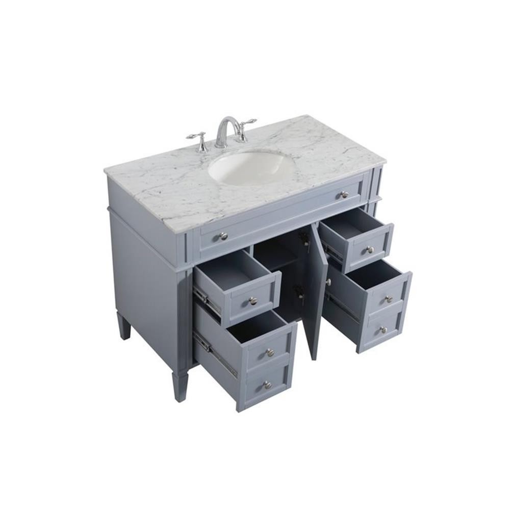 Elegant Decor Park Avenue 42″ Metal MDF Marble Single Bathroom Vanity in Gray