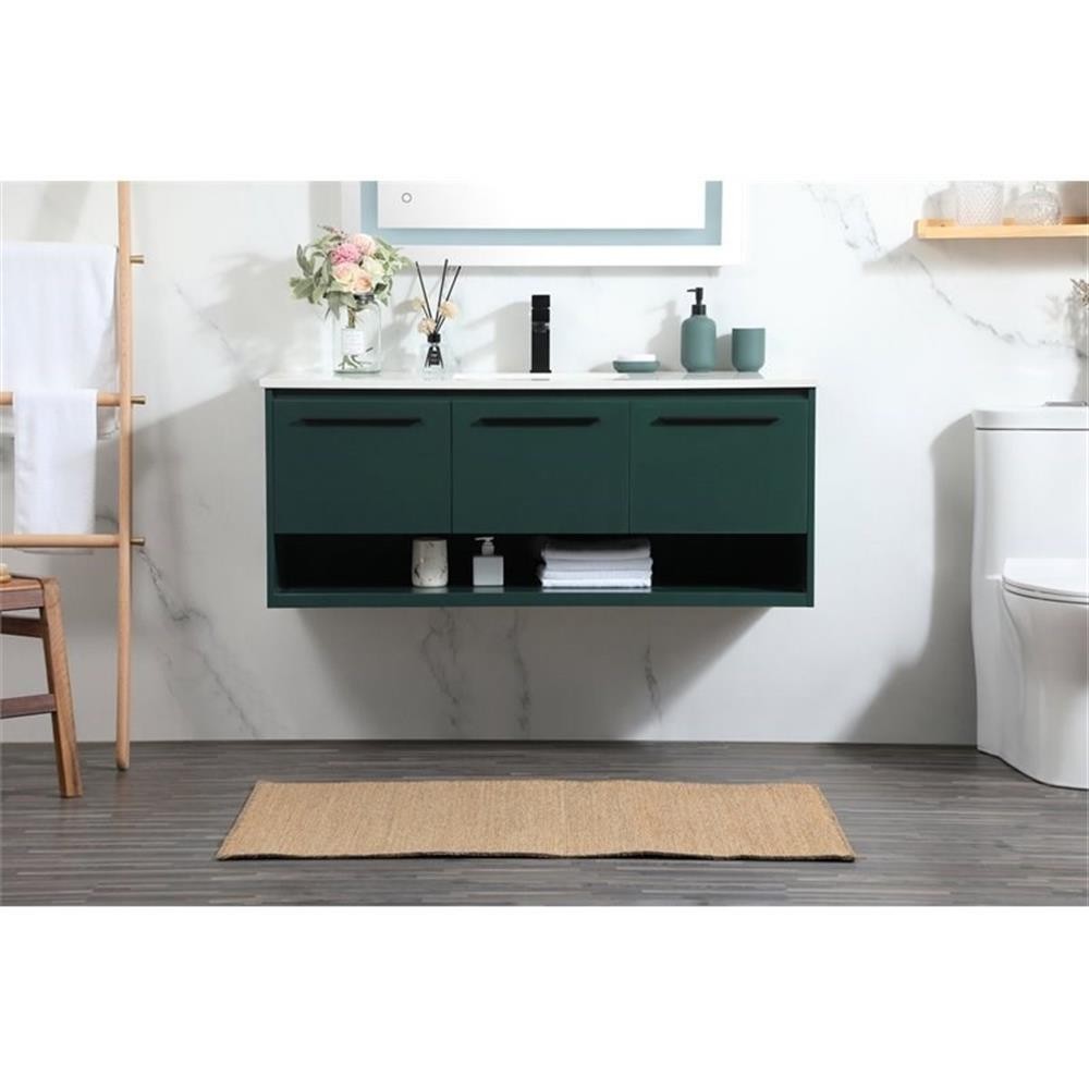 Elegant Decor Roman 48″ Aluminum Alloy MDF Single Bathroom Vanity in Green