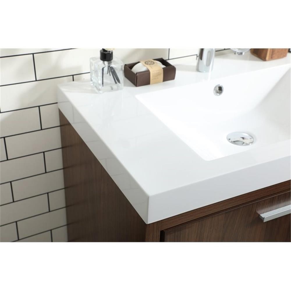Elegant Decor Wyatt 30″ Aluminum Alloy and MDF Single Bathroom Vanity in Walnut