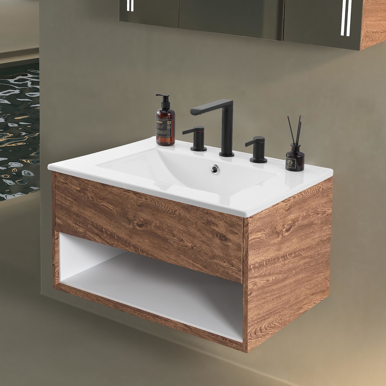 JONATHAN Y Lighting SNK1001 Ancillary 24″ Ceramic Vanity Top – White