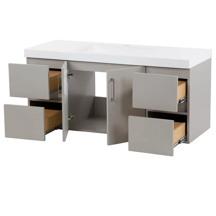 Albion 49″ Wall-Mounted Single Bathroom Vanity Cabinet Set Gray No Basin BR74