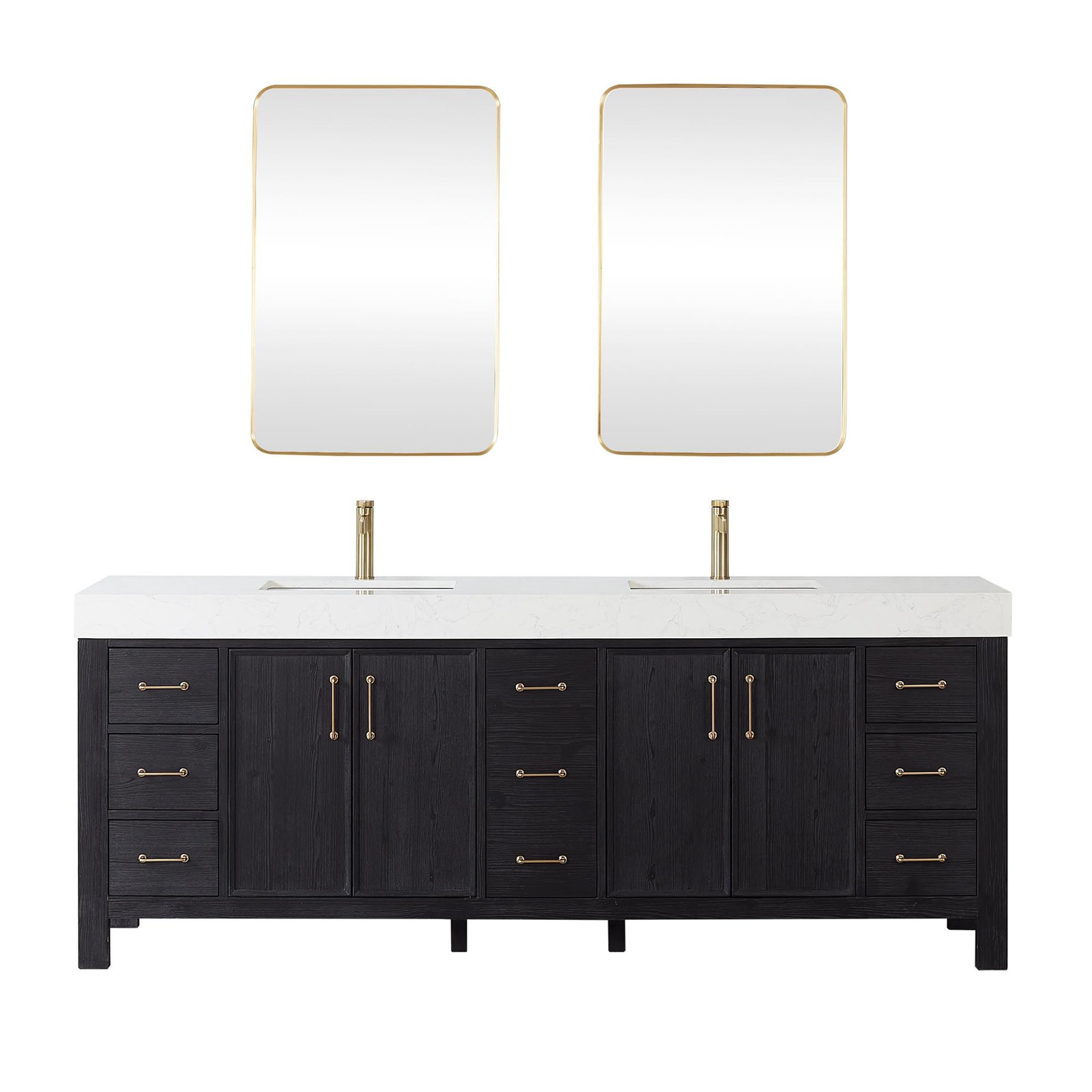 Miseno MV-LEON84-LWT-FB León 84″ Free Standing Double Basin Vanity Set