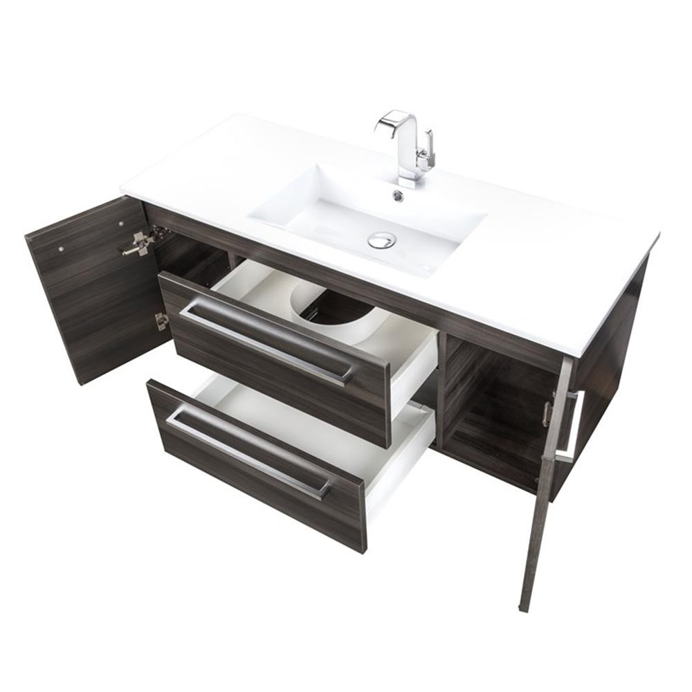 Cutler Kitchen and Bath Silhouette 48″ Wood/Marble Bathroom Vanity in Walnut