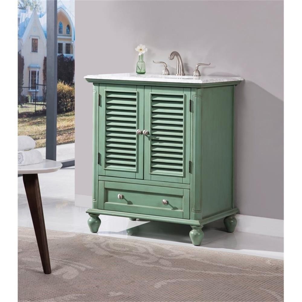 Elegant Decor Rhodes 30″ Wood Single Bathroom Vanity in Vintage Mint Green