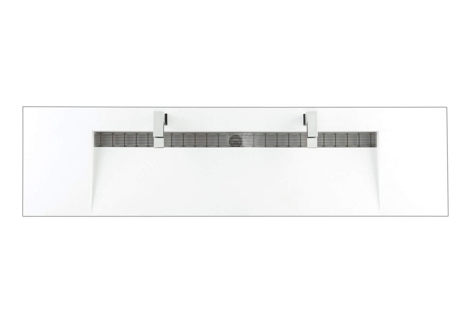 Columbia 72″ Double Vanity, Ash Gray, Radiant Gold w/Glossy White Solid Surface