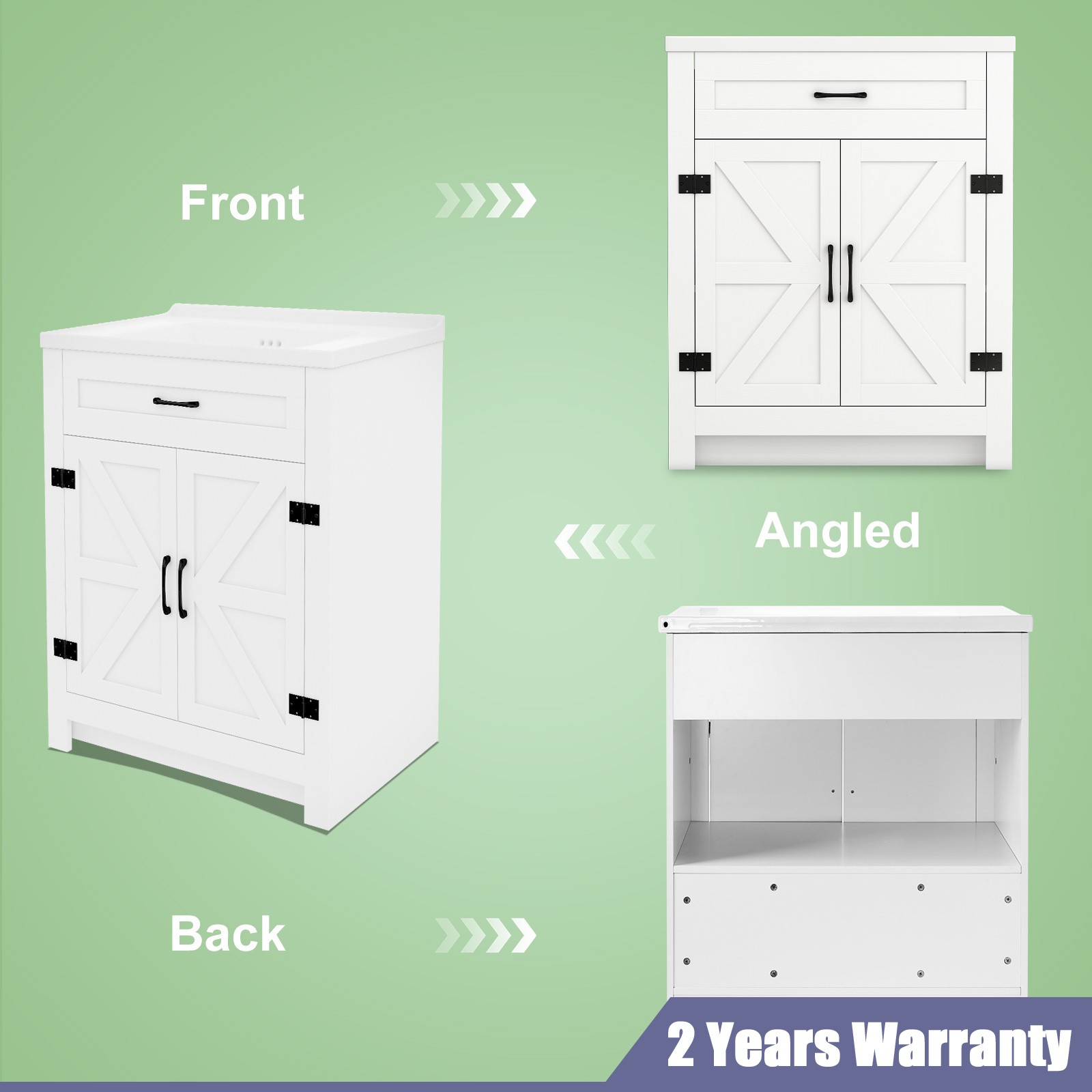 23″ Bathroom Vanity Cabinet & Door Ceramic Sink Bowl Cabinet Bath Organizer