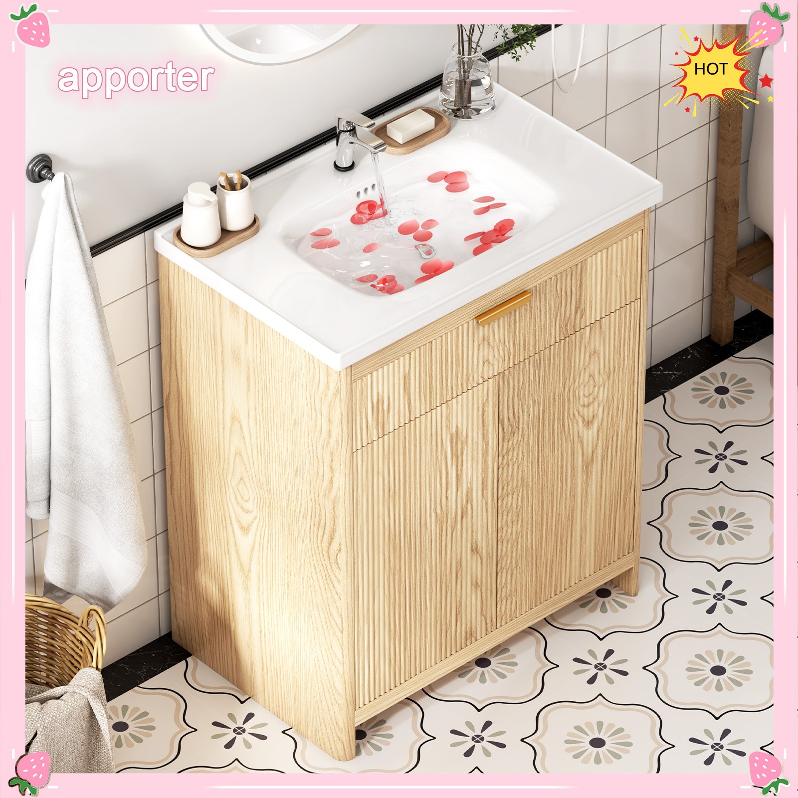 31.5″ Bathroom Vanity with Sink, Freestanding Particle Board Storage Cabinet, US